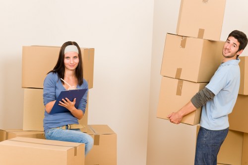 Business relocation vehicle loading commercial items for transport